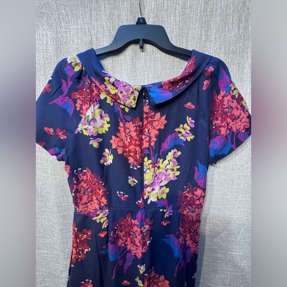 Boden silk floral roll collar midi dress US10 - Picture 2 of 12